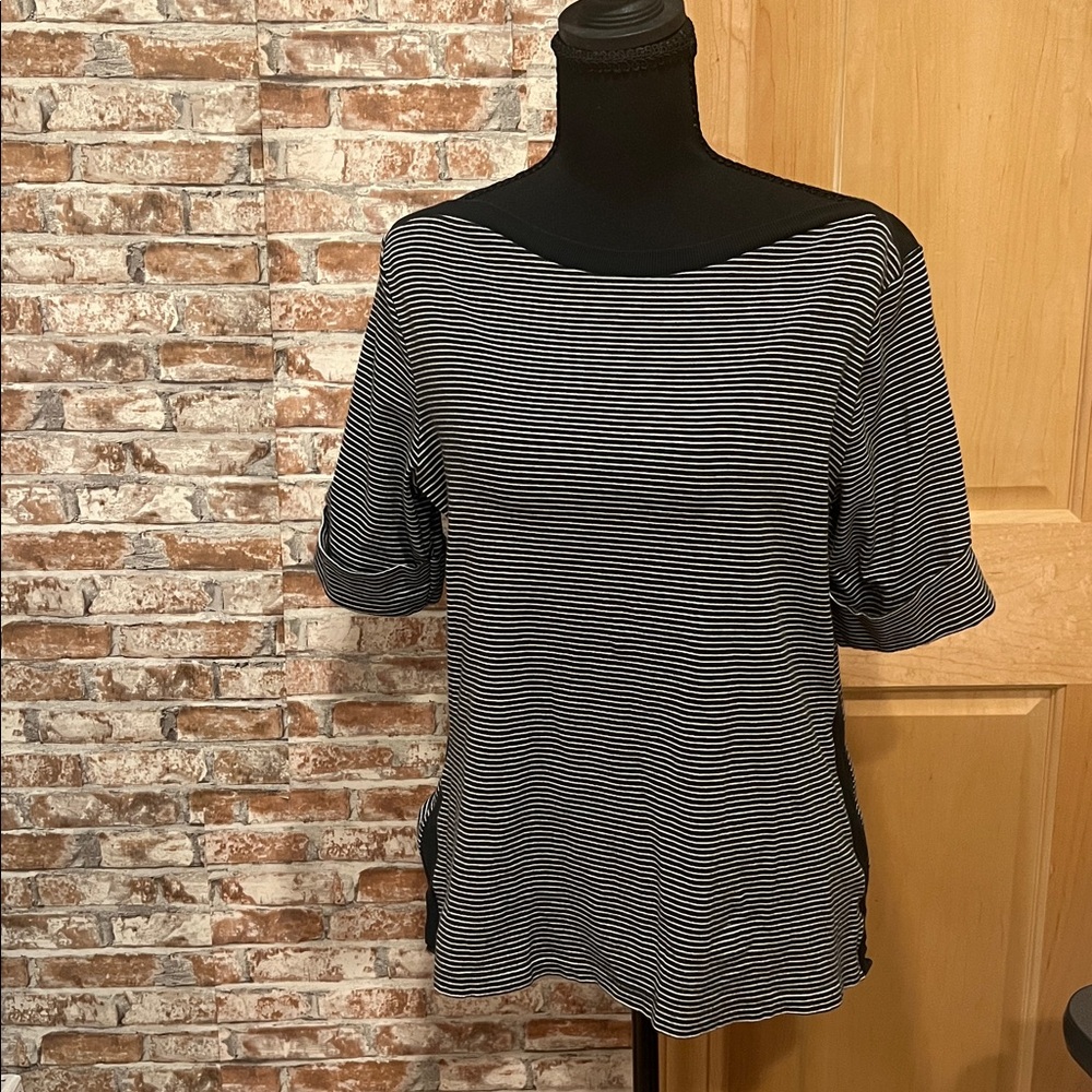 Lauren Ralph Women’s Stripped Boatneck Top  Cotton Blend Nautical-Inspired XL